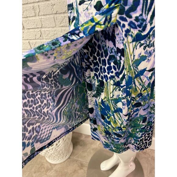 Connected Apparel Women Sleeveless Multicolored Faux Wrap Sheath Dress Size 10 - Picture 8 of 10